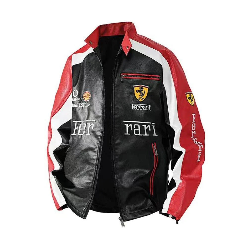 White and Black SF Vodafone Jacket RACING PU Leather
