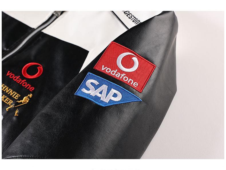 White McLaren x Mercedes Jacket Racing PU Leather