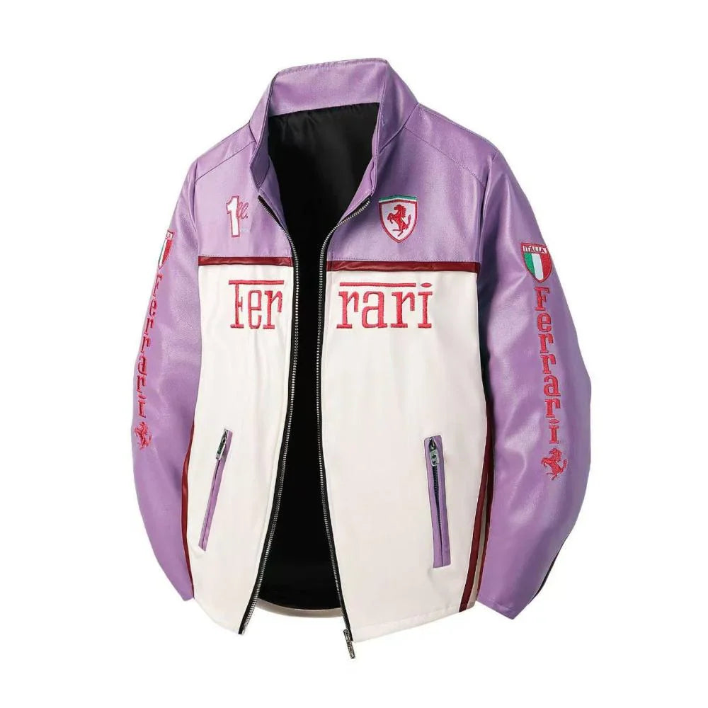 Purple SF Jacket Number 1 RACING PU Leather