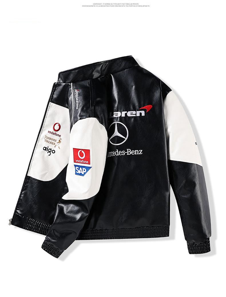 Black McLaren x Mercedes Jacket Racing PU Leather