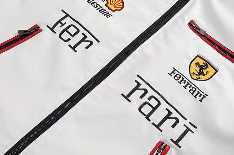 White and Red SF Vodafone Jacket RACING PU Leather