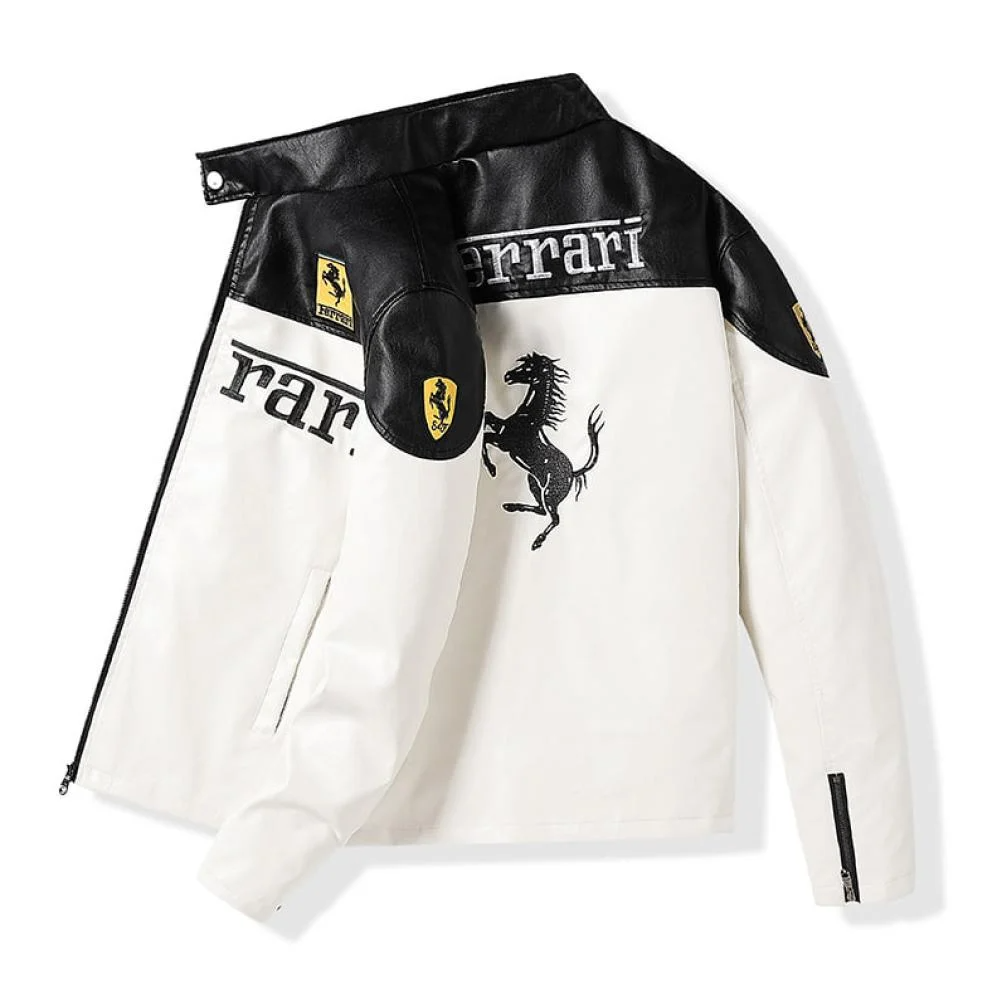 Black and White SF Jacket F1/RACING PU Leather